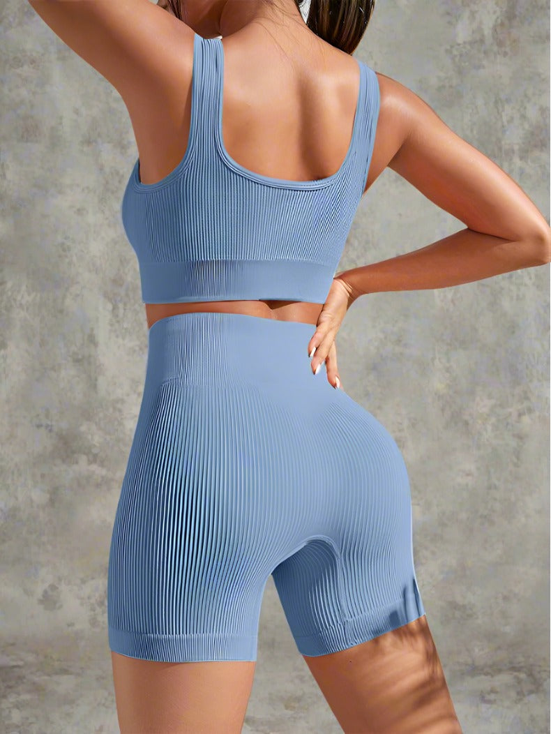 Seamless Ribbed Crop and Shorts Set