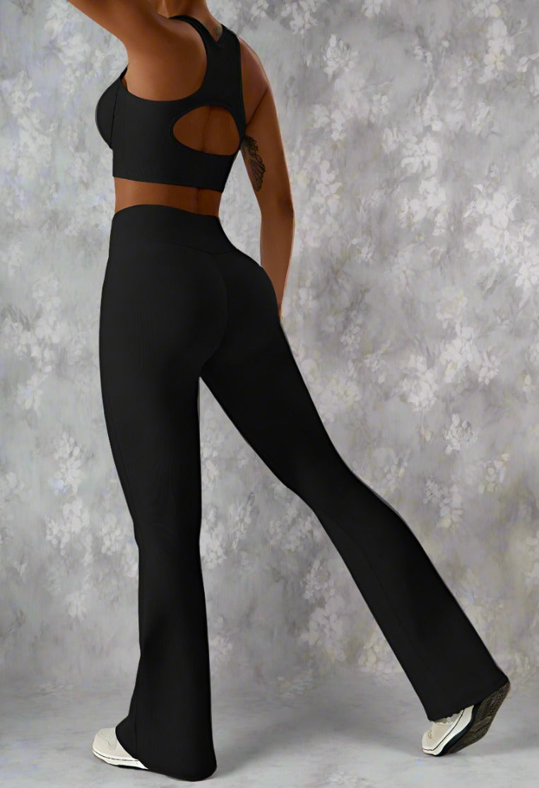 Cross-Waist Flare Leggings