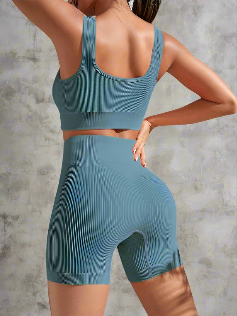 Seamless Ribbed Crop and Shorts Set