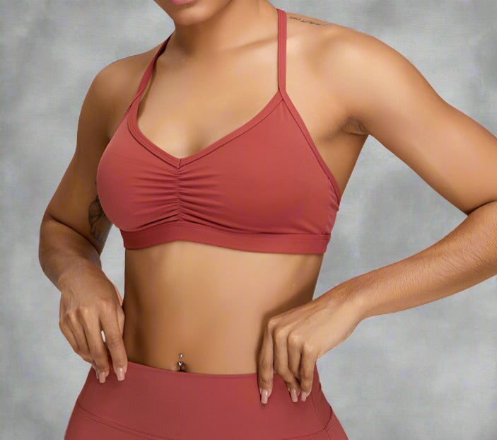 Ruched Cross Sports Bra